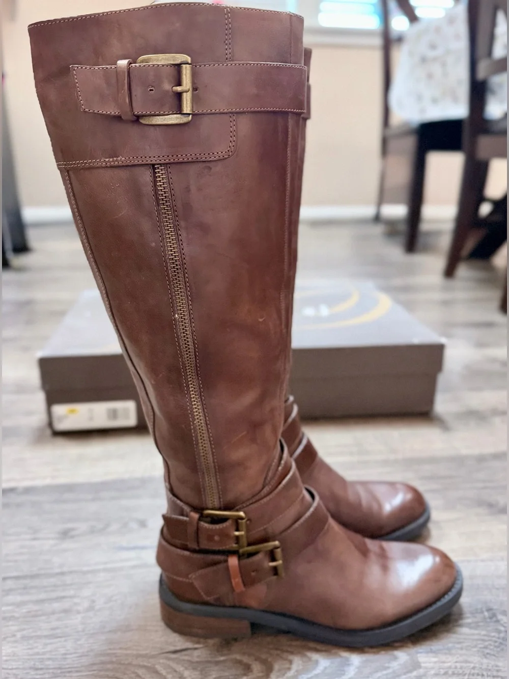 Enzo Angiolini Taupe Saylem leather knee high riding boots Size 6M